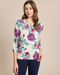 Produktabbildung für Pullover mit Blumen- und Kettendruck