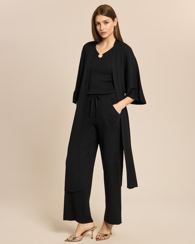 3-teiliges Strickset mit Kimono-Cardigan