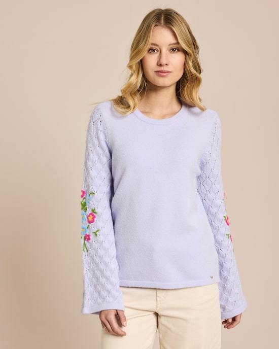 Produktabbildung für Pullover mit Blumenstickerei