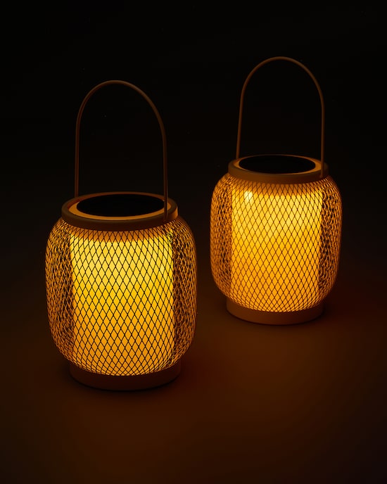Produktabbildung für Solar-Lampen im Gitter-Design, 2er-Set