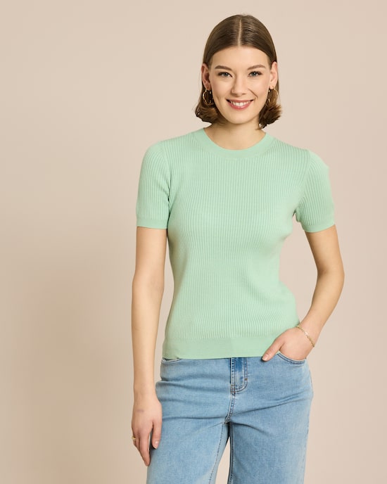 Produktabbildung für Rippen Pullover Kurzarm