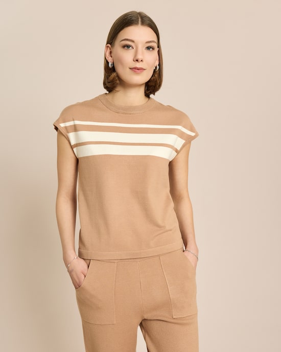 Produktabbildung für Kurzarm Pullover mit Streifen