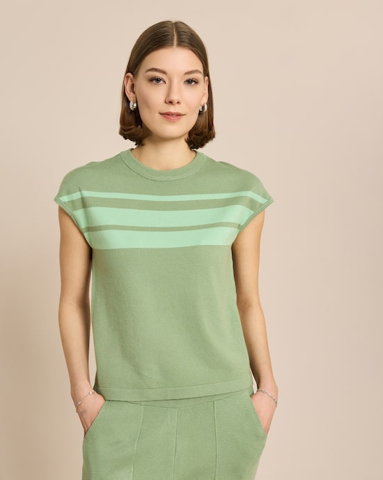 Produktabbildung für Kurzarm Pullover mit Streifen