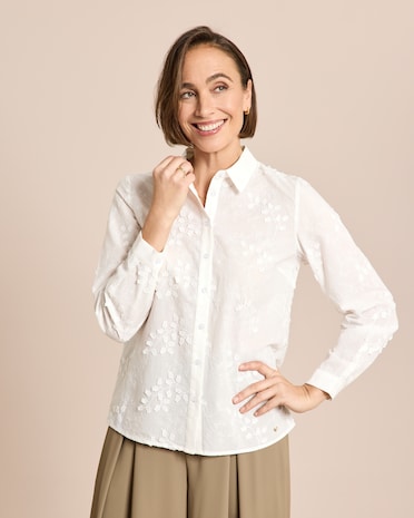 Produktabbildung für Couture Blusenhemd mit Blumenapplikation