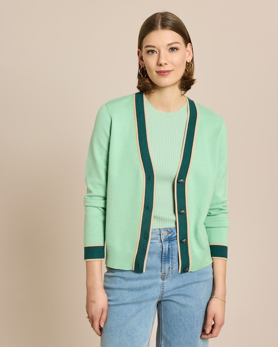 Produktabbildung für Cardigan mit farbigen Akzenten