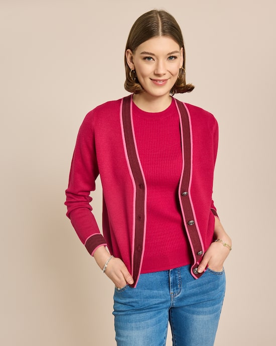 Produktabbildung für Cardigan mit farbigen Akzenten