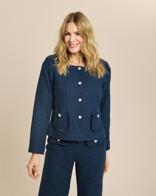 Produktabbildung für Kurzblazer aus strukturiertem Jersey