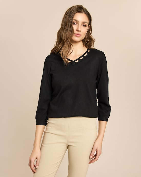Produktabbildung für Pullover mit dekorativem V-Ausschnitt