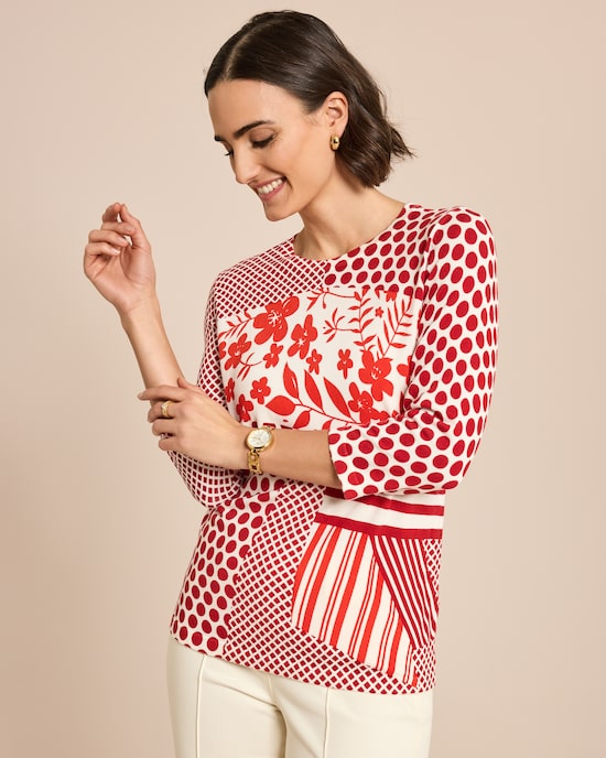 Produktabbildung für Pullover mit Punkte-Blumen-Druck