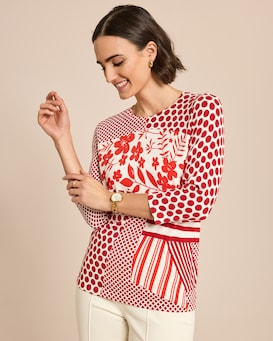 Produktabbildung für Pullover mit Punkte-Blumen-Druck