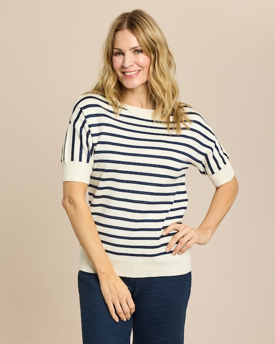 Produktabbildung für Halbarm-Pullover mit Streifen