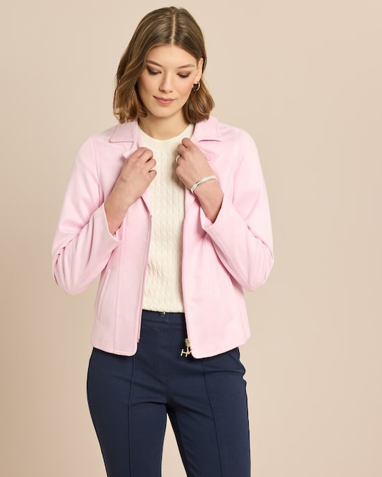 Produktabbildung für Jacke in Velours-Optik mit Reverskragen