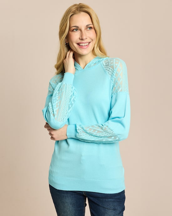 Produktabbildung für Kapuzenpullover mit Spitzendetails