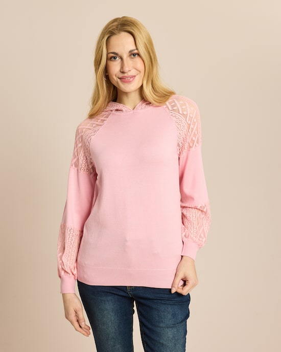 Produktabbildung für Kapuzenpullover mit Spitzendetails