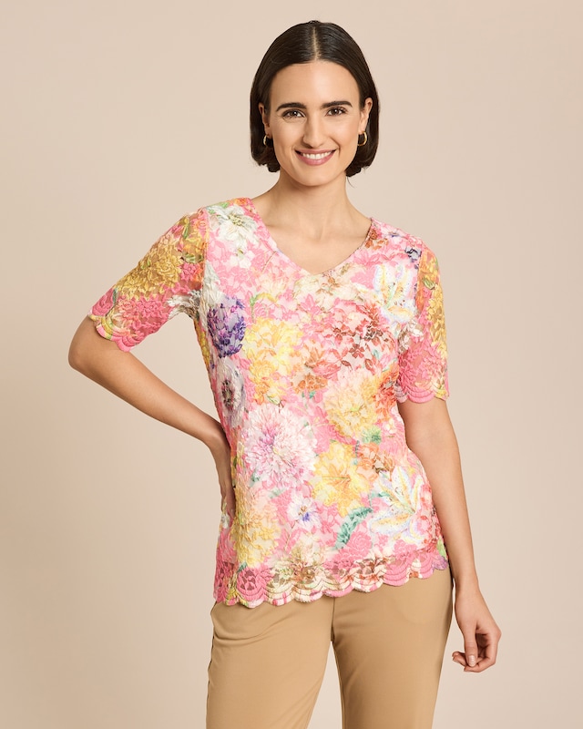 Shirt Spitze mit Blumendruck