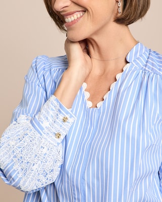 Produktabbildung 5 für Gestreifte Bluse mit Spitzendetails