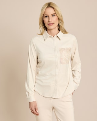 Produktabbildung 1 für Veloursimitat Bluse mit Tasche