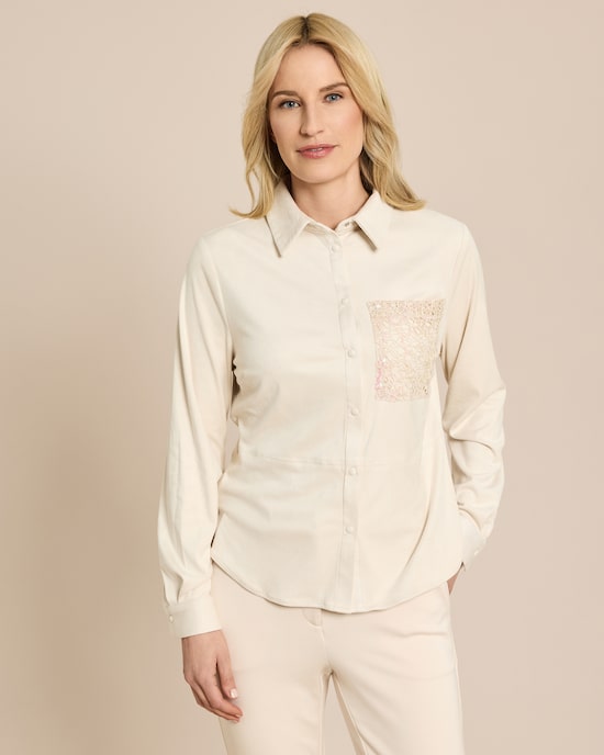 Produktabbildung für Veloursimitat Bluse mit Tasche