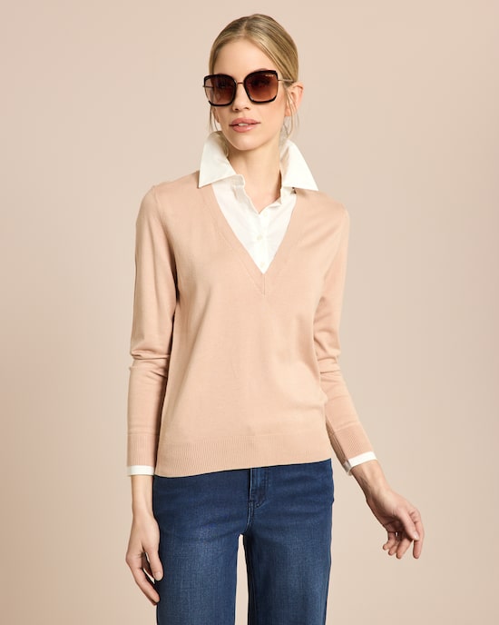 Produktabbildung für Pullover mit Bluseneinsatz