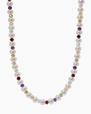 Produktabbildung 2 für Collier mit SWZ-Perlen & Edelsteinen