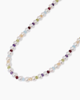 Produktabbildung 1 für Collier mit SWZ-Perlen & Edelsteinen