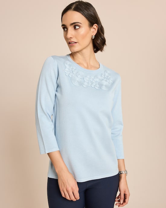 Produktabbildung für Feinstrick-Pullover tonale Applikation