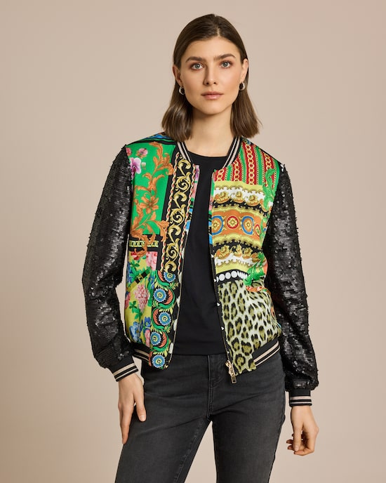 Produktabbildung für Blouson mit Pailletten-Ärmeln und Print