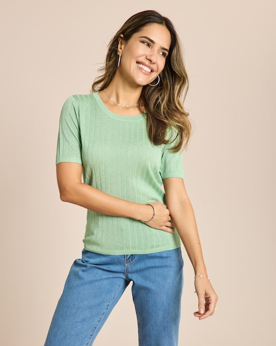 Produktabbildung für Kurzarm Pullover mit Metallicgarn