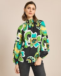 Produktabbildung für Bluse gesmokter Kragen & Ärmelsaum