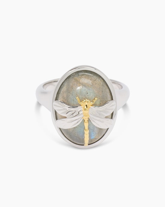 Produktabbildung für Ring mit Labradorit und Libelle