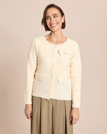 Produktabbildung für Strickjacke mit dekorativer Schleife