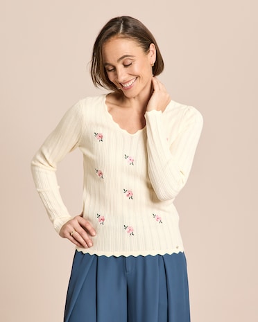 Produktabbildung für Strickshirt mit Stickerei