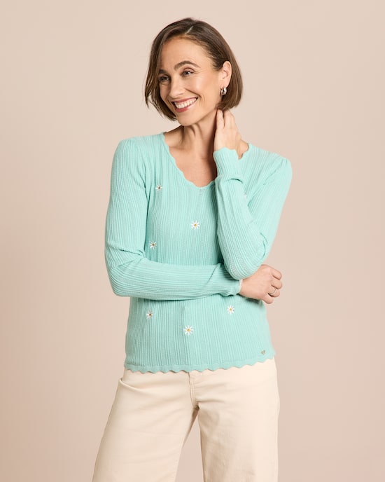 Produktabbildung für Strickshirt mit Stickerei