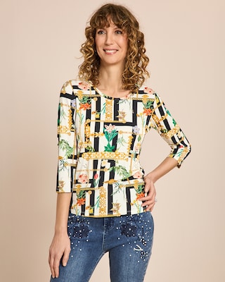 Produktabbildung 1 für Shirt mit Ketten- und Blumendruck