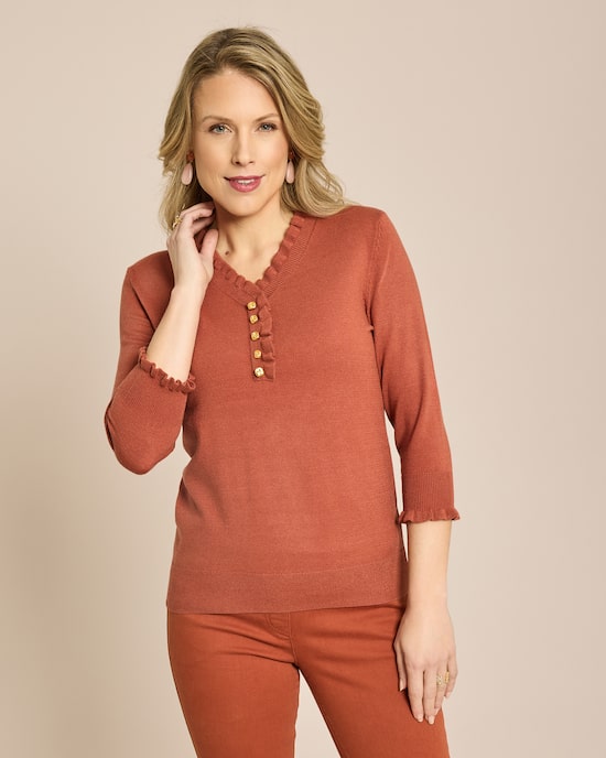 Produktabbildung für Pullover mit Rüschen und 3/4 Arm