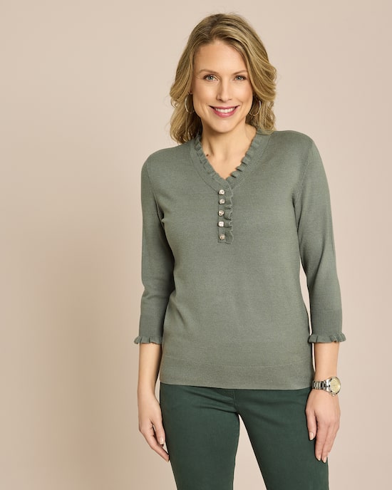 Produktabbildung für Pullover mit Rüschen und 3/4 Arm