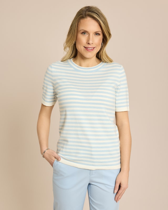 Fiora Blue Streifenpullover mit Halbarm | Jetzt bei HSE bestellen