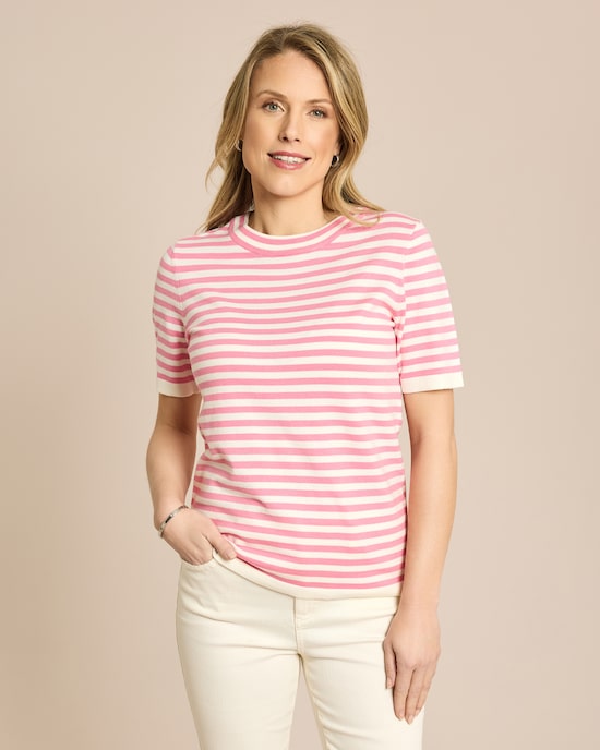 Produktabbildung für Streifenpullover in Halbarm