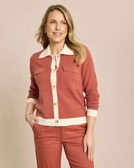 Produktabbildung für Strickjacke mit Polokragen