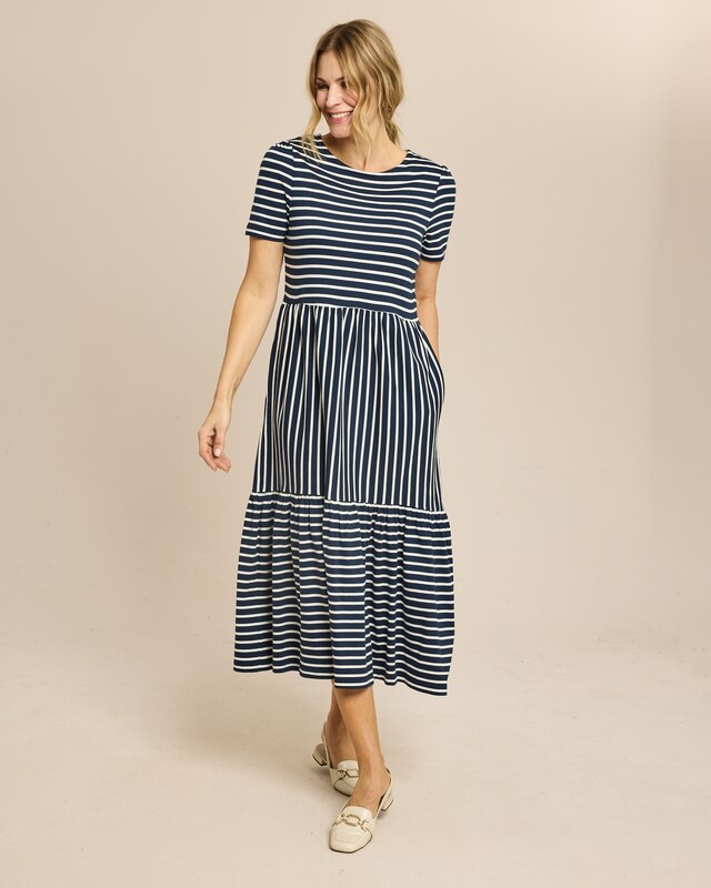 Kleid lang geringelt