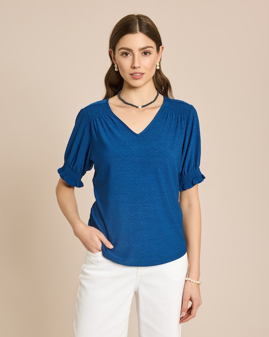 Produktabbildung für Shirt mit gesmokten Einsätzen