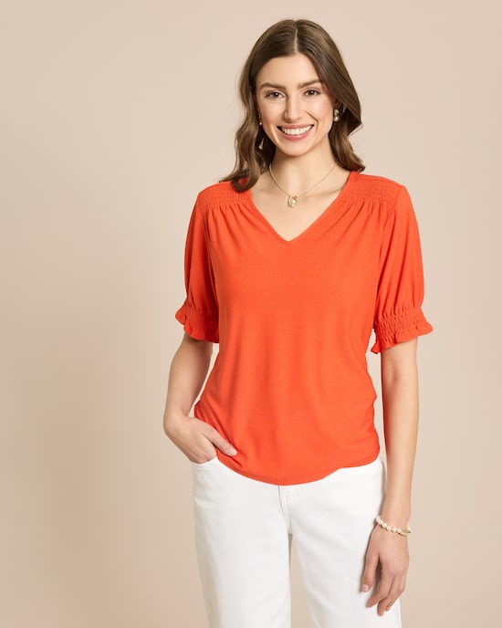 Produktabbildung für Shirt mit gesmokten Einsätzen