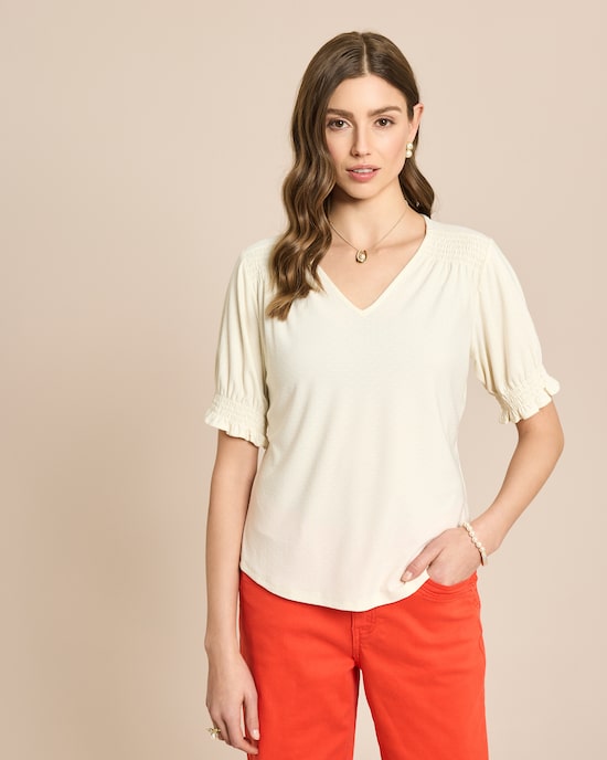 Produktabbildung für Shirt mit gesmokten Einsätzen