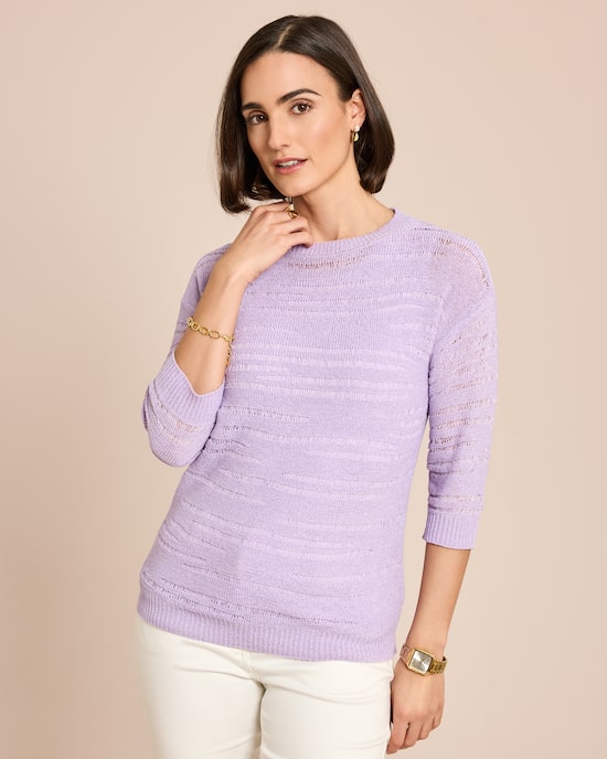 Produktabbildung für Pullover aus Bändchengarn mit Ajour-Muster