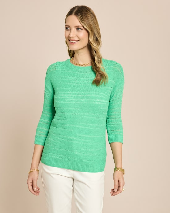 Produktabbildung für Pullover aus Bändchengarn mit Ajour-Muster