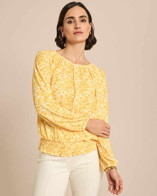 Produktabbildung für Bluse in Jacquardjersey mit Blumendruck