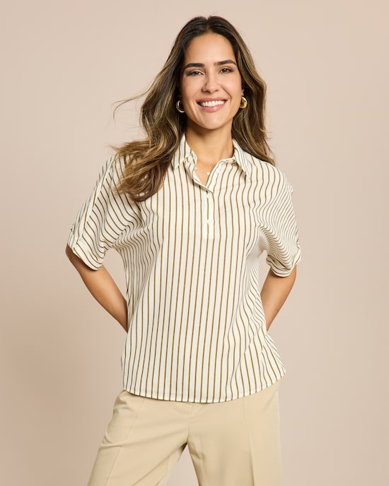 Produktabbildung für Kurzarm Bluse mit Streifen