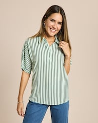Produktabbildung für Kurzarm Bluse mit Streifen
