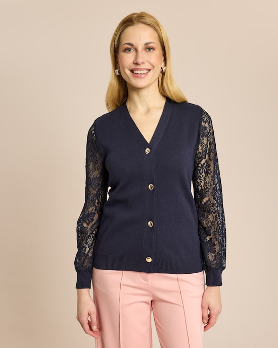 Produktabbildung für Strickjacke mit Spitze