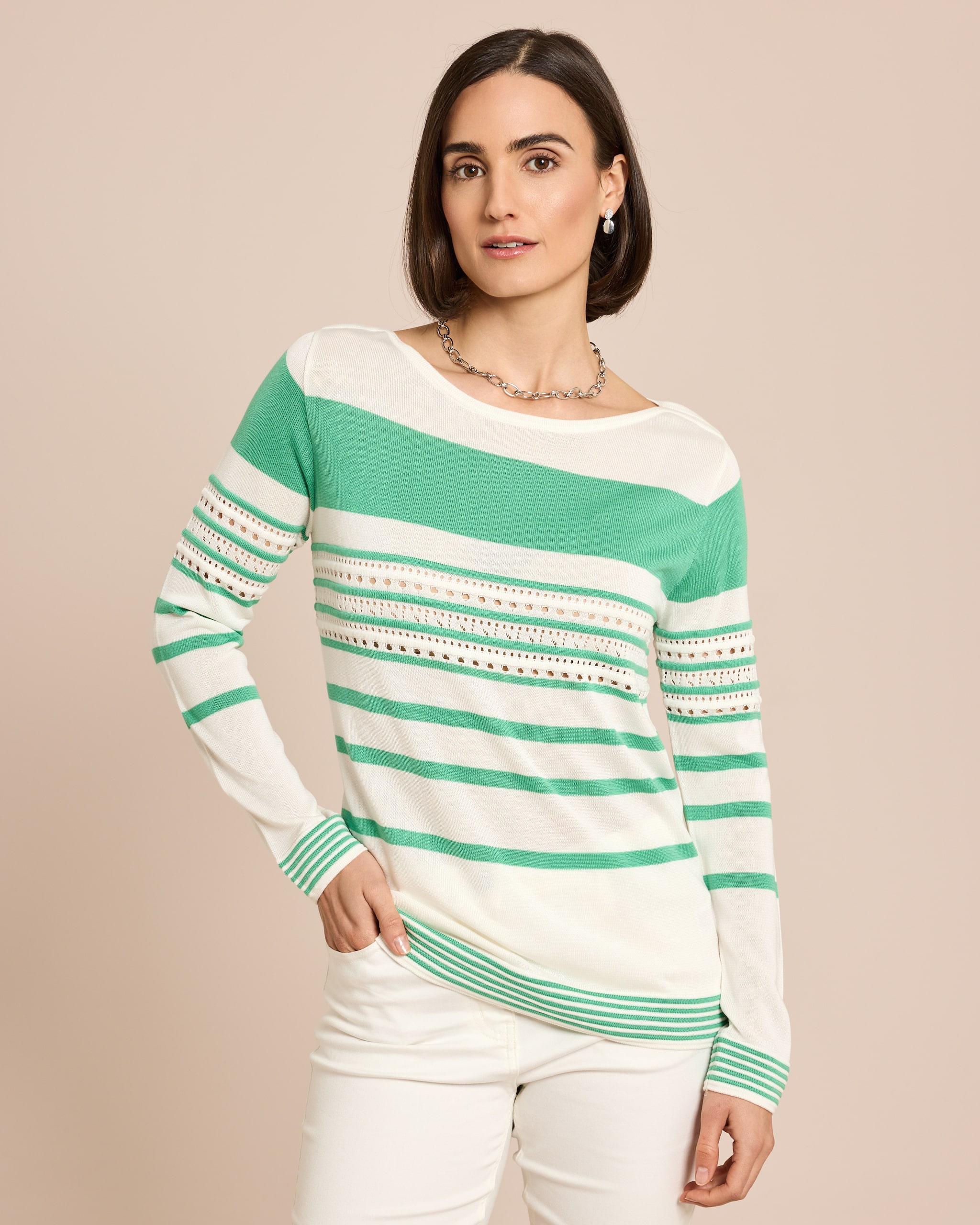 Produktabbildung für Pullover aus Lyocell mit Streifen